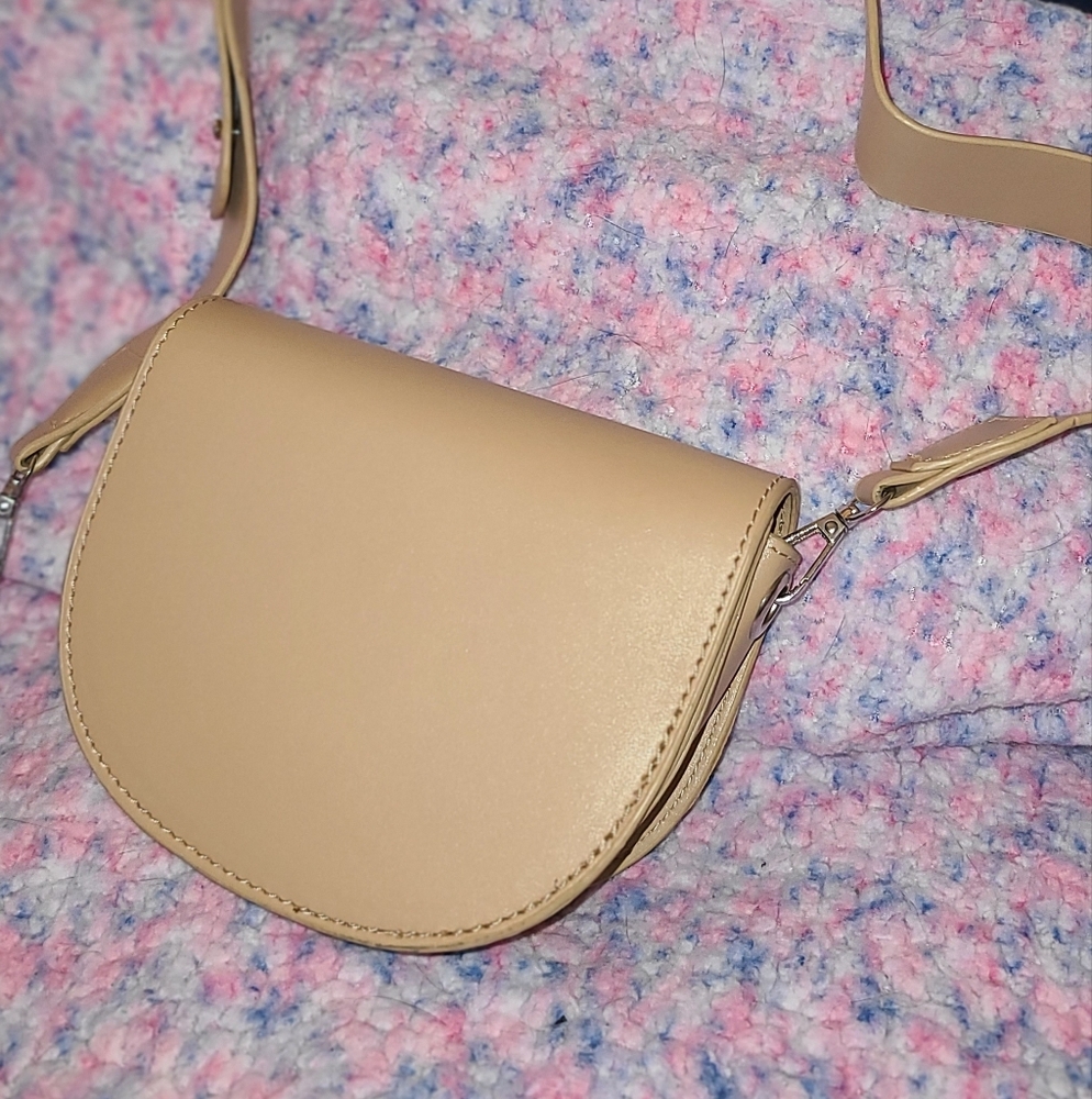 Tan Faux Leather Crossbody Bag
